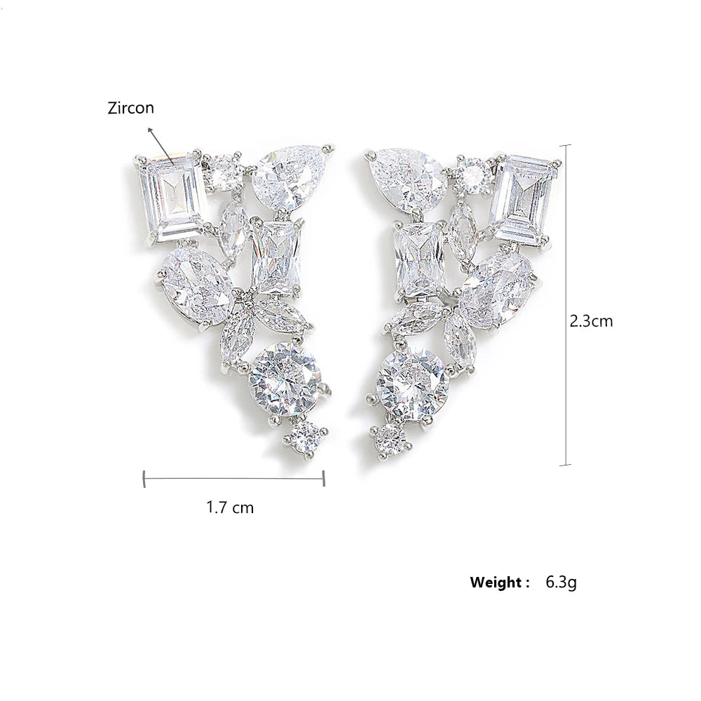 Irregular Marquise Zirconia Earrings for Women Shinny Geometric Square Water Drop CZ Earring