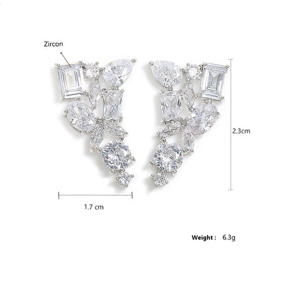 Irregular Marquise Zirconia Earrings for Women Shinny Geometric Square Water Drop CZ Earring