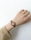 Vintage Luxury Literary Ladies Quartz Watch Brown Brown Thin Small Leather Strap Ladies Elegant Bracelet Watch