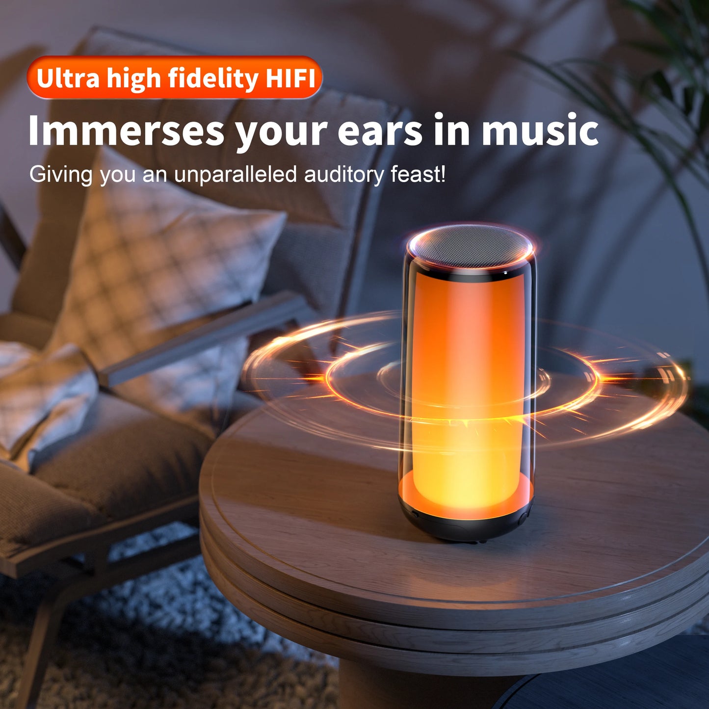 HF33 Mini Portable Wireless Speaker Outdoor Subwoofer with 360 Led HiFi Sound Quality Camping Bass Speaker Supports TWS/TF/AUX