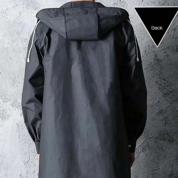 Long Waterproof Hooded Raincoat for Hiking Travel and Fishing