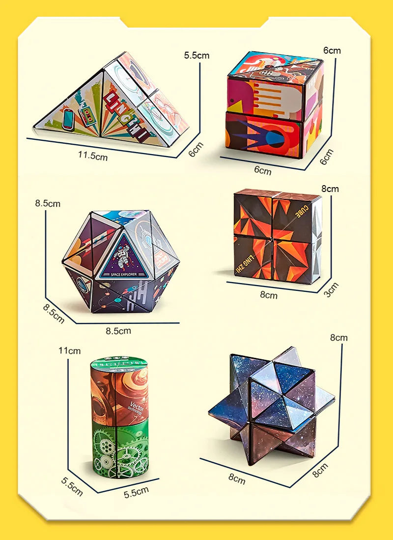 Extraordinary 3D Magic Cube Puzzle Fidget Toys Variety Geometric Shape Changeable Decompression Hand Flip Puzzle Cube