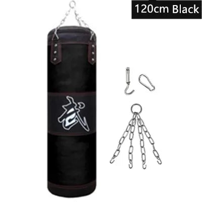 100/120cm Unfilled Heavy Punching Bag Professional Boxing Sandbag with Hanging Accessorie for MMA Muay Thai Kickboxing Taekwondo