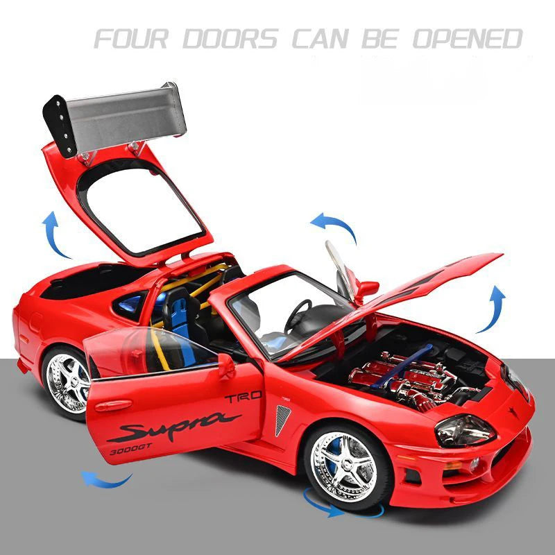 1 24 Scale Supra A80 JDM Supercar Diecast Pull Back Model Car with Sound and Light