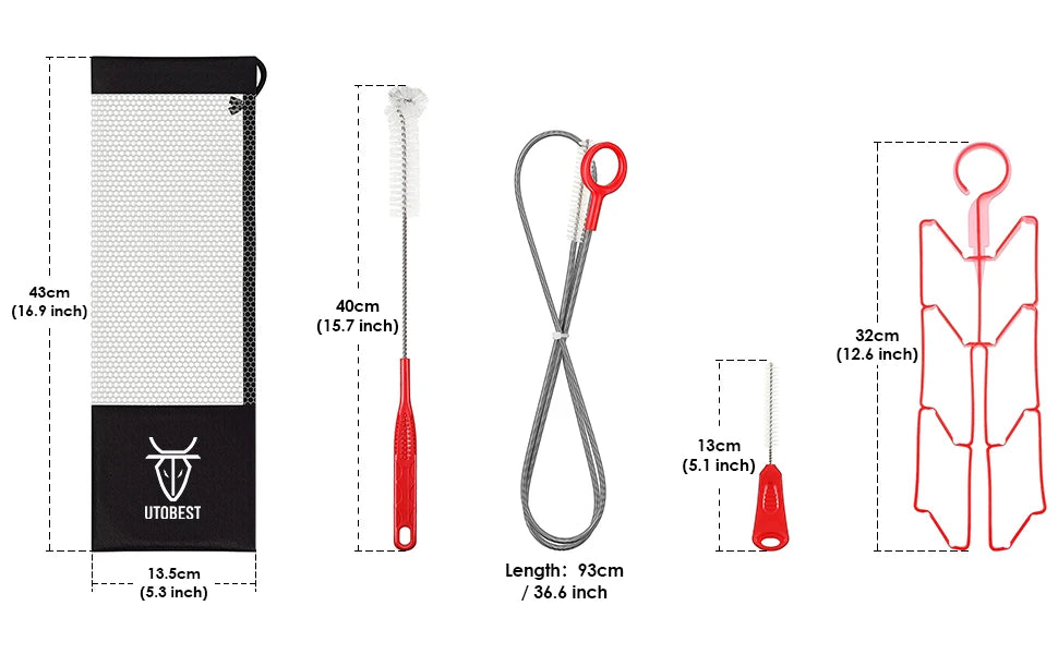 4in1 Hydration Bladder Tube Brush Water Bag Cleaning Kit Long Brush Cleaning Tool Cleaner Set For Back Pack Bladder