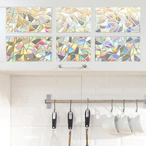 Window Privacy Film Rainbow Window Clings 3D Decorative Window Vinyl Stained Glass Window Decals, Static Cling Window Sticker