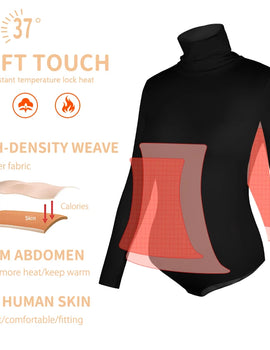 Women's Mock Turtle Long Sleeve Bodysuit Shapewear Tummy Control Body Shaper Lady Streetwear Bodysuits Autumn Winter