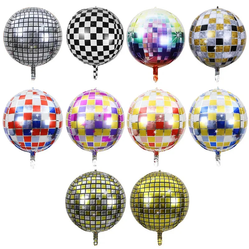 5 Pcs 22 Inch 4D Disco Retro Rock Ballroom Metal Balloons Wedding Birthday Decoration Baby Shower Helium Balloons Party Supplies
