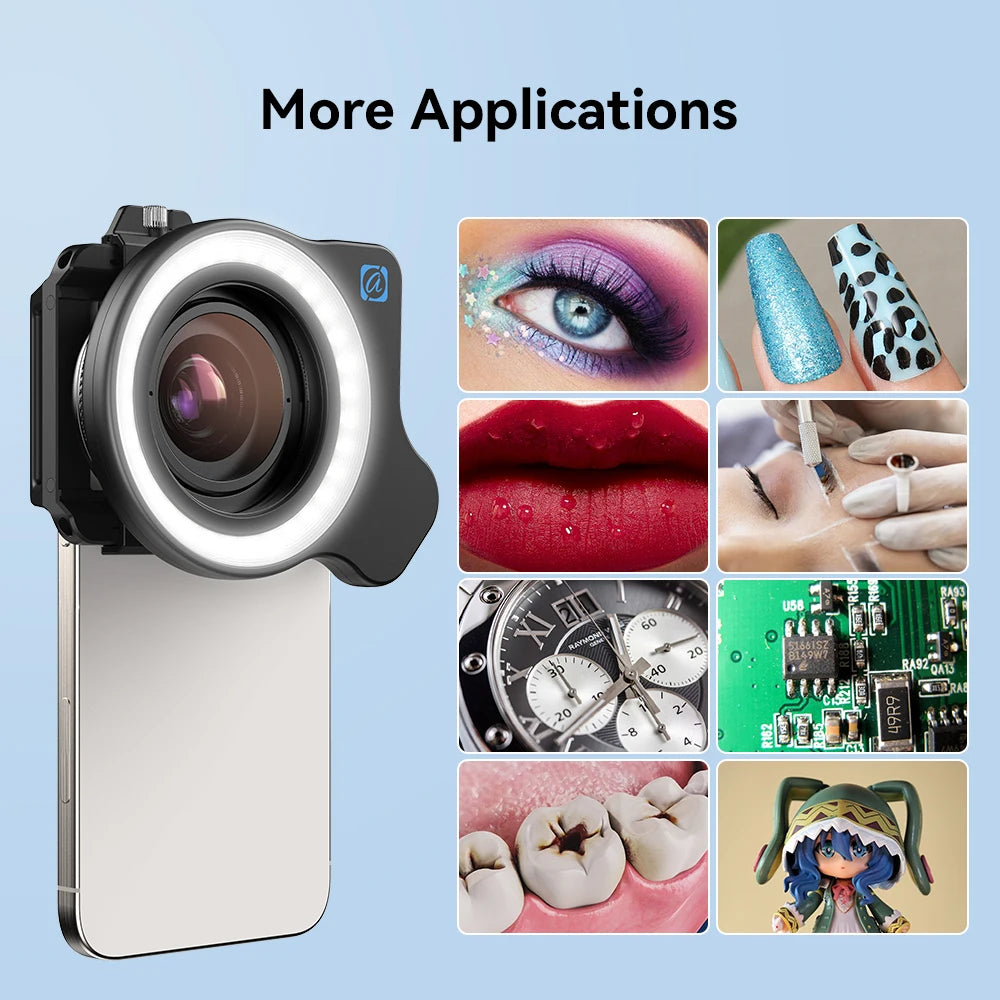 10X to 20X Zoom Macro Smartphone Lens with Fill Light