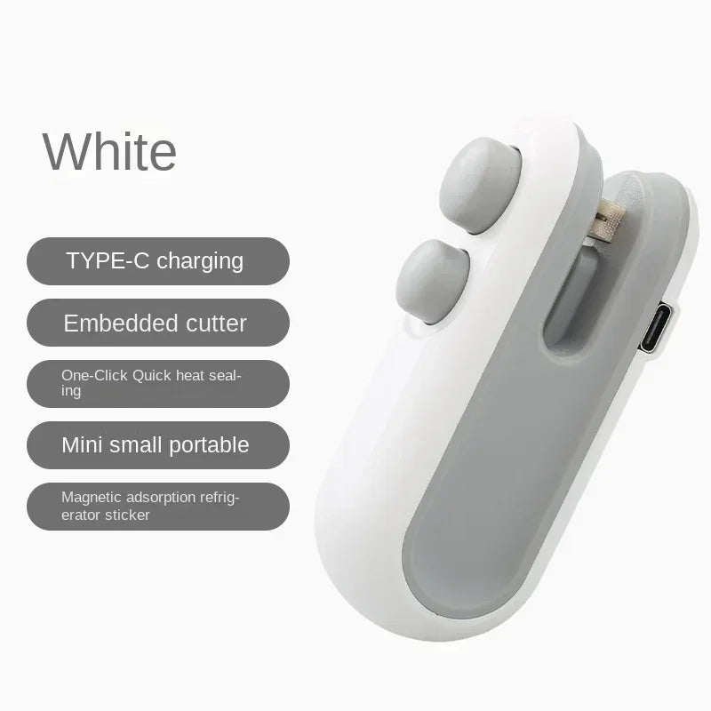 2-in-1 Mini USB-C Rechargeable Bag Sealer & Cutter – Portable Handheld Heat Sealer for Plastic Food Storage Bags