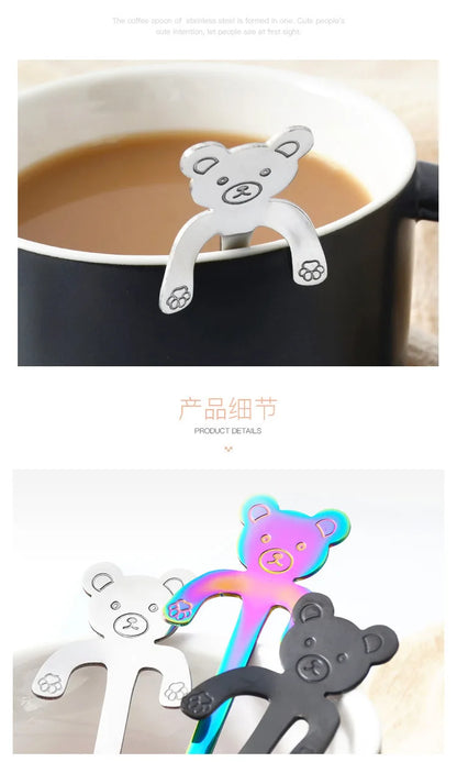 304 Stainless Steel Coffee Spoon Lovely Cute Cat Shape Teaspoon Dessert Snack Scoop Ice Cream Mini Spoons Kitchen ToolsTableware