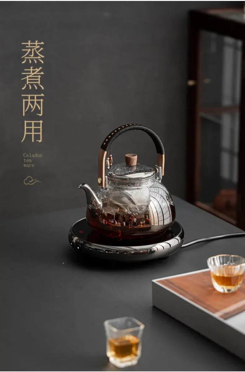 Glass Kettle Household Tea Set Small Steaming Teapot Electric Clay Stove Set