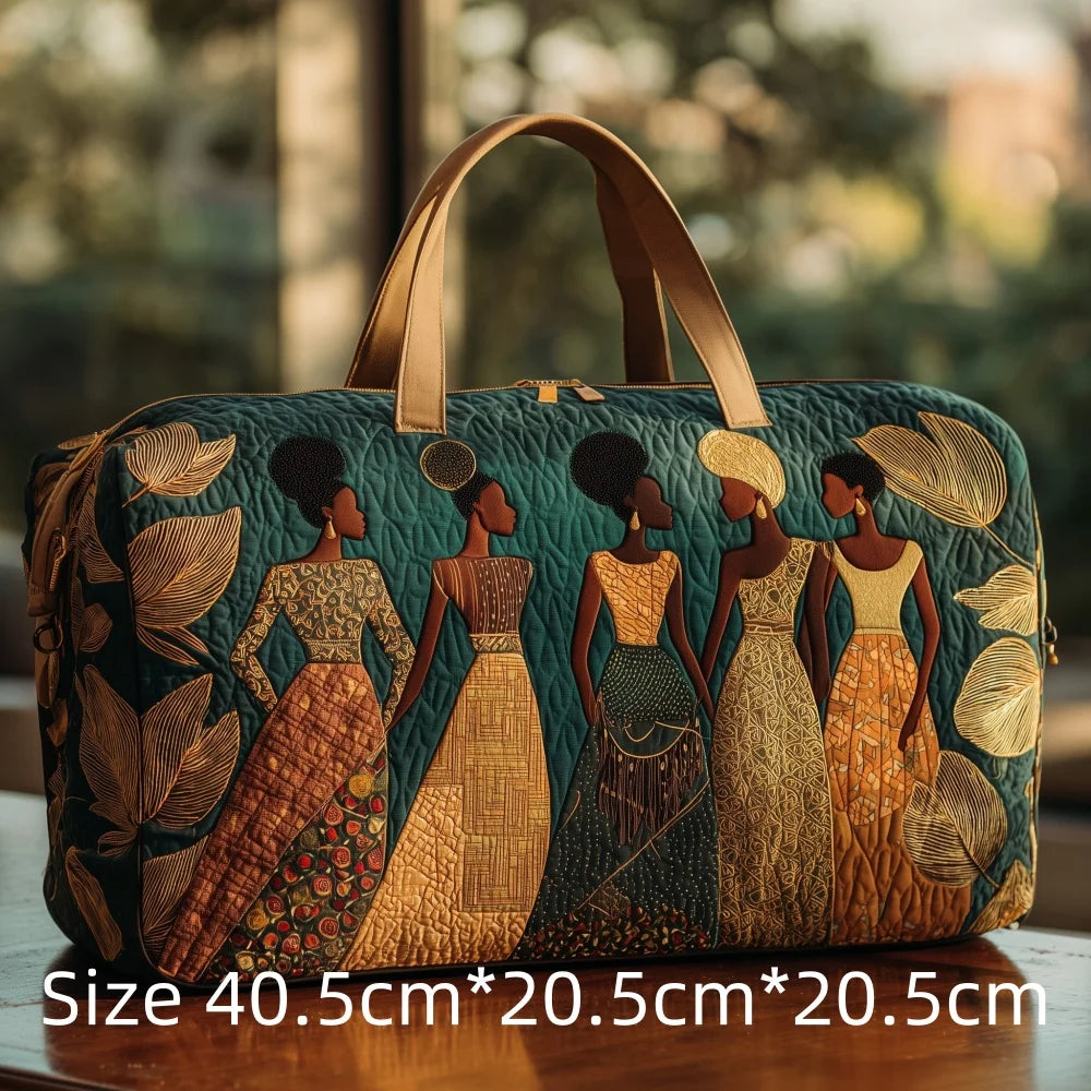 3D Quilted Africa Travel Bag for Women Boho Weekender Bag with African Women Map Print Carry on Luggage Unique Festival Bags