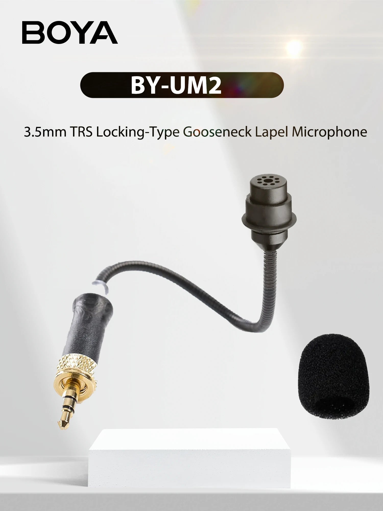 3.5mm TRS Locking-Type Gooseneck Omnidirectional Flexible Audio Microphone for Wireless Lavalier Microphone System BY-UM2