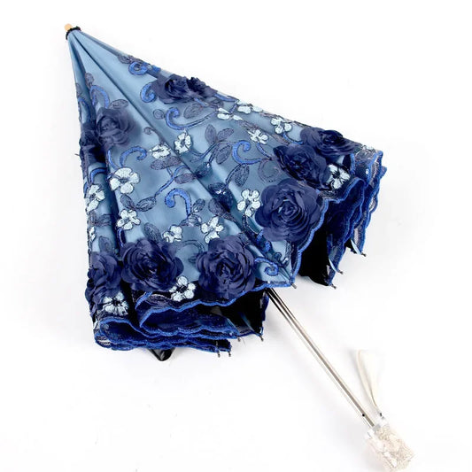 Two Fold All-Weather Umbrella Lace Double Layer restonic UV-Protection Parasol