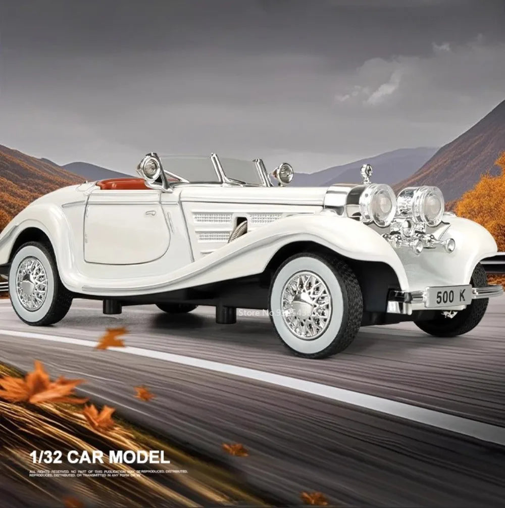 Scale 1:32 500k GLS580 Classic Car Model Toy Doors Opened Alloy Body Rubber Tire Vehicle Sound Light Models Collection Boys Gift