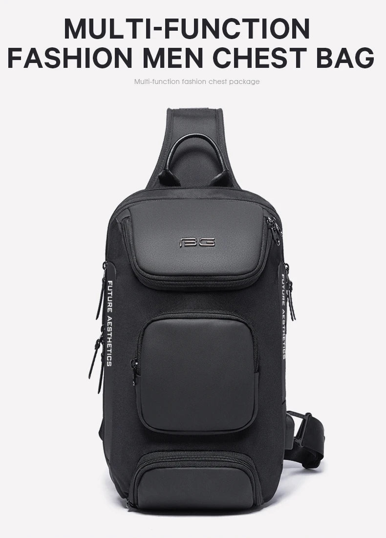 Anti-theft Chest Bag Shoulder Strap USB Rechargeable Crossbody School Gym Pack, Men Sports Waterproof Shoulder Bag