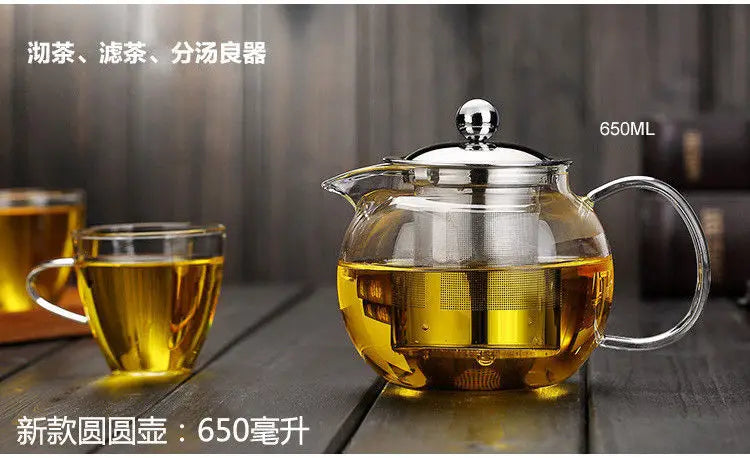 High Quality Heat Resistant Glass Tea Pot with Infuser 900ml Flower Tea Coffee Teapot