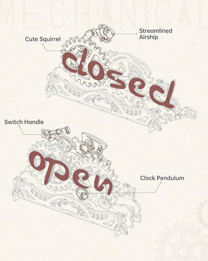 3D Wooden Model Kits Open Closed Sign Mechanical Kits Wooden Puzzle Creative Gift