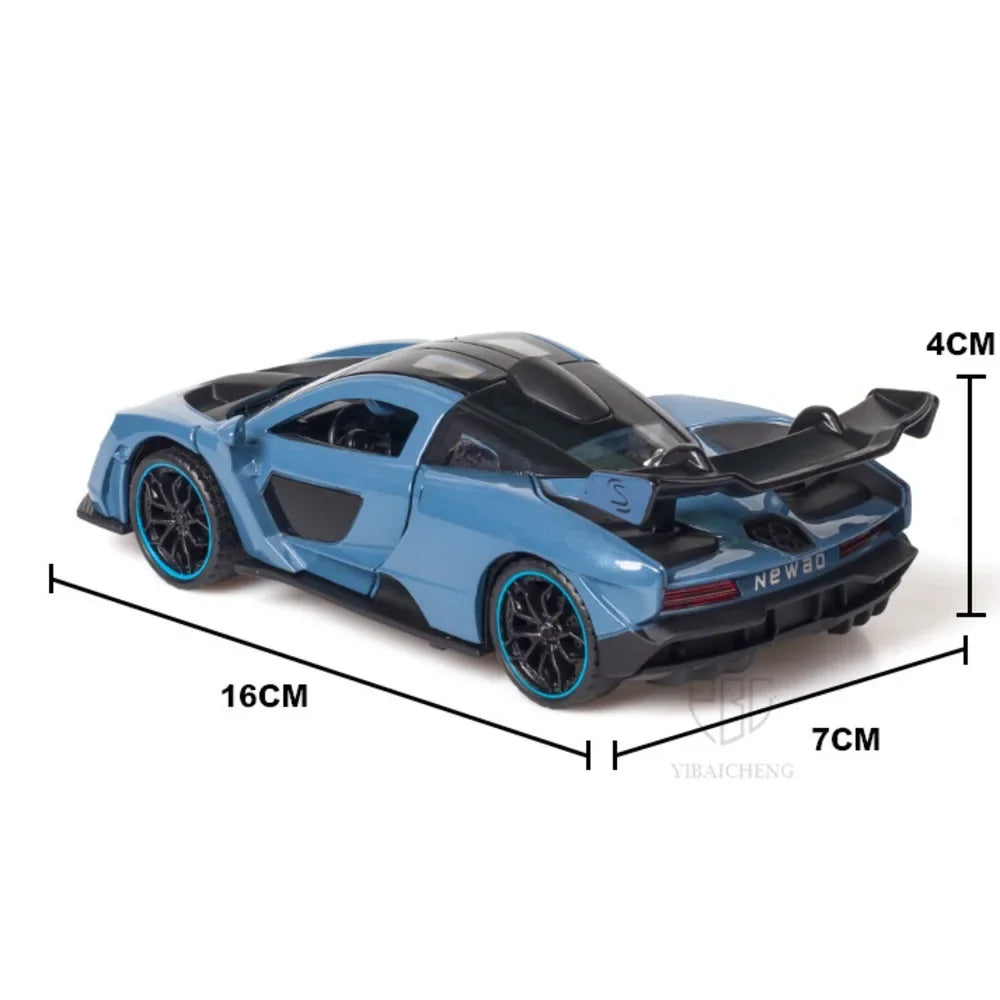 1/32 Diecasting Alloy Senna Sports Car Models Toys Simulation Vehicles with Sound Light Pull Back Supercar Toys