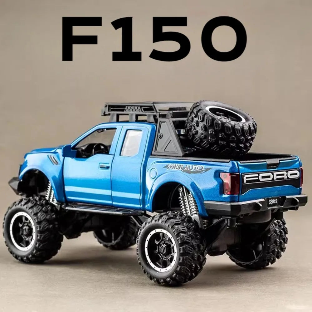 1:32 Scale Raptor F-150 BigFoot Pickup Car Model Toy Pull Back Sound&Light Off Road Truck Models Collection Gifts