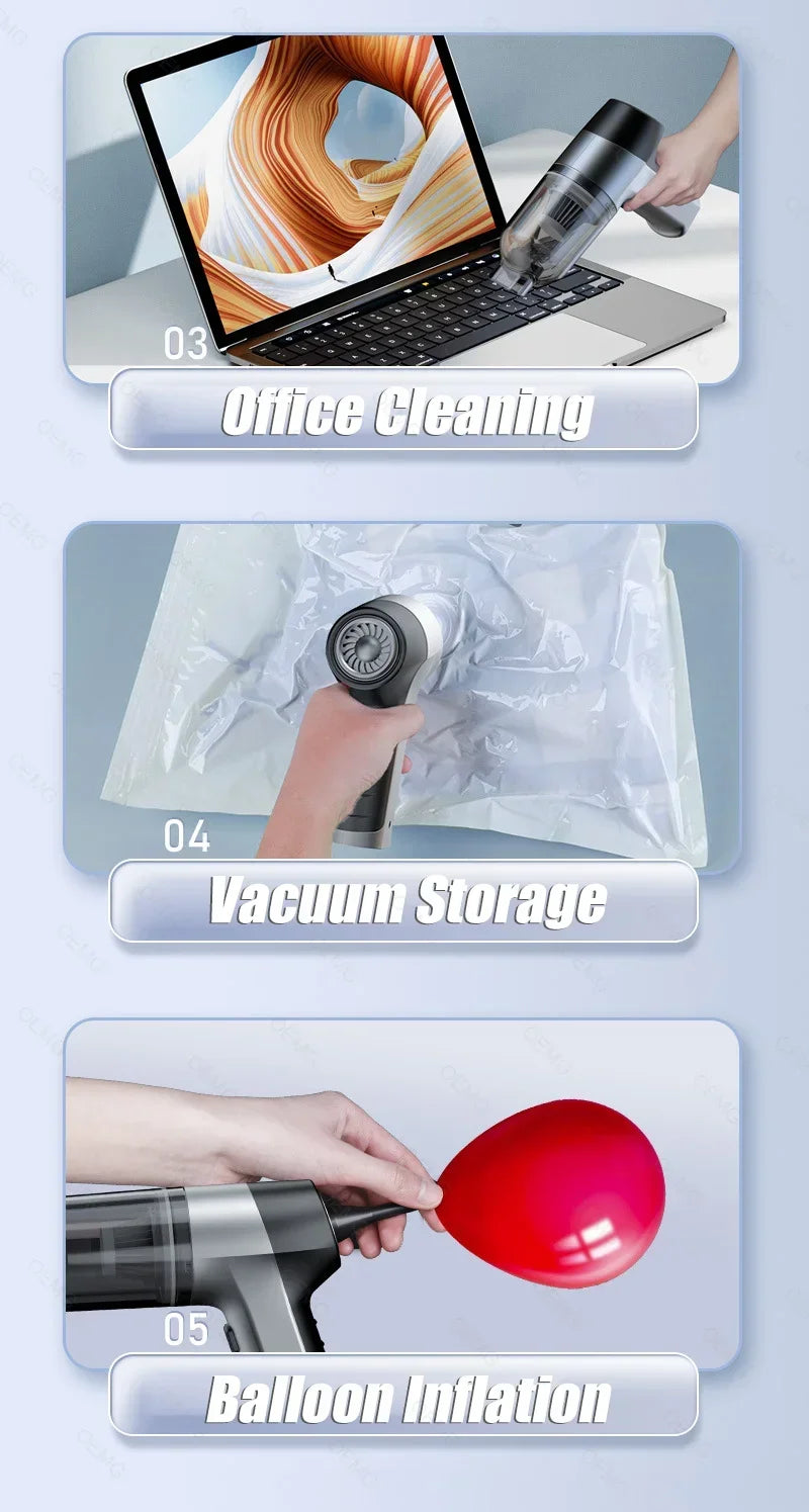 Car Vacuum Cleaner 150000PA Poweful Wireless Handheld Vacuum Cleaner Portable Strong Suction Car Cleaner Home Appliance