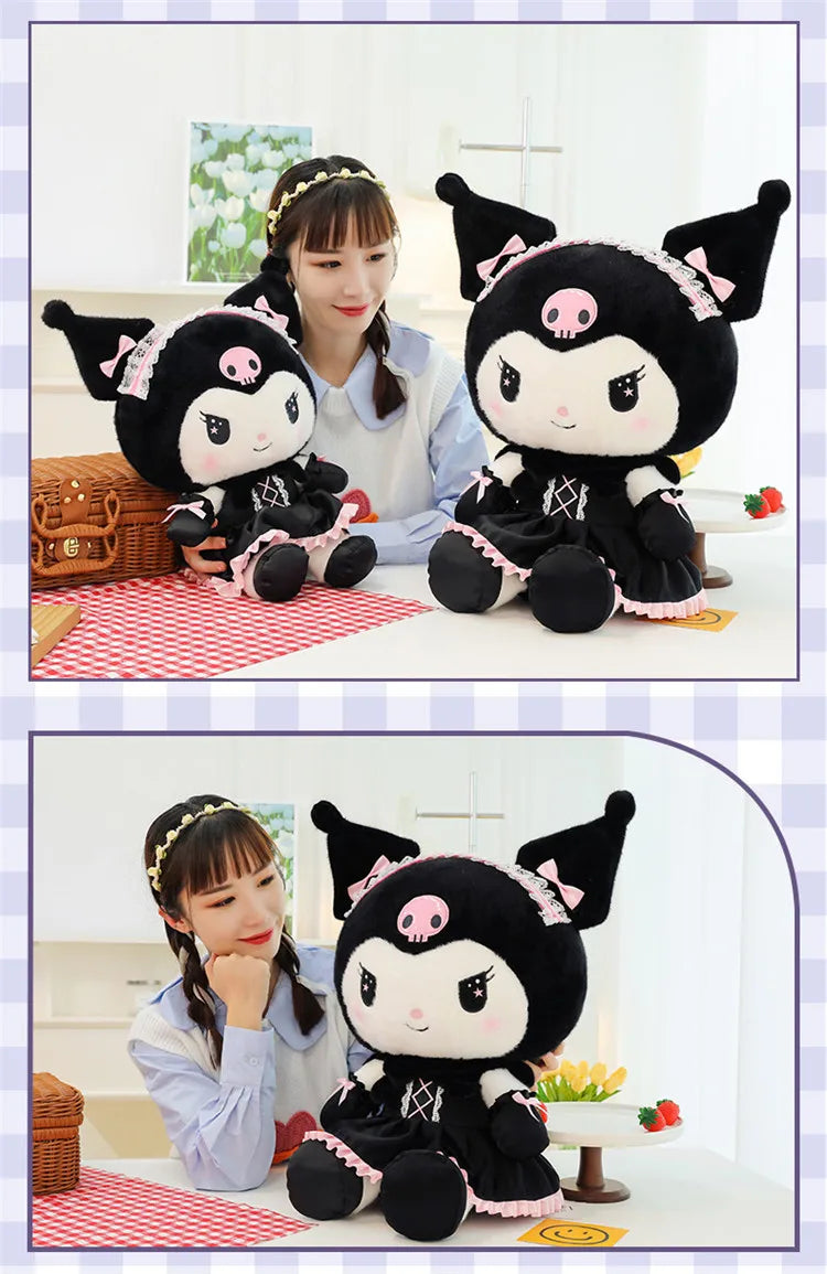 Hot Kawaii 60cm Dark Uniform Kuromi Plush Toy Cartoon Anime Sanrio Stuffed Doll Cute Kuromi Pillow for Kids Birthday Xmas Gift