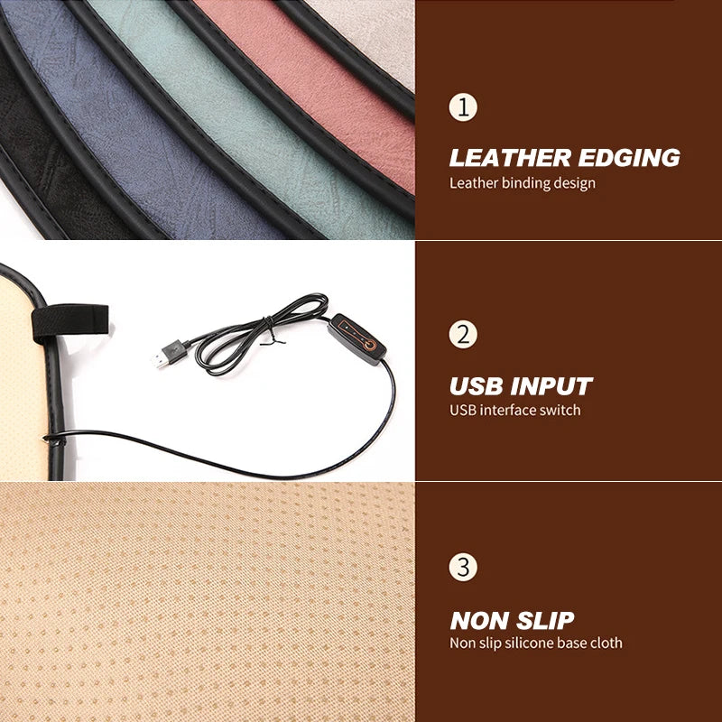 Heated Car Seat Cover USB Keep Warm Suede Winter Hot Heating Car Seat Cushion Cars Seat Protector Universal Heating Cover Seat