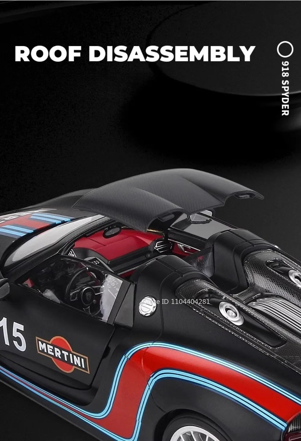 1:18 918 Spyder Martini Pagani Huayra Diecast Alloy Model Toys Car Doors Opened with Sound Light Miniature Vehice Adult Boy Gift