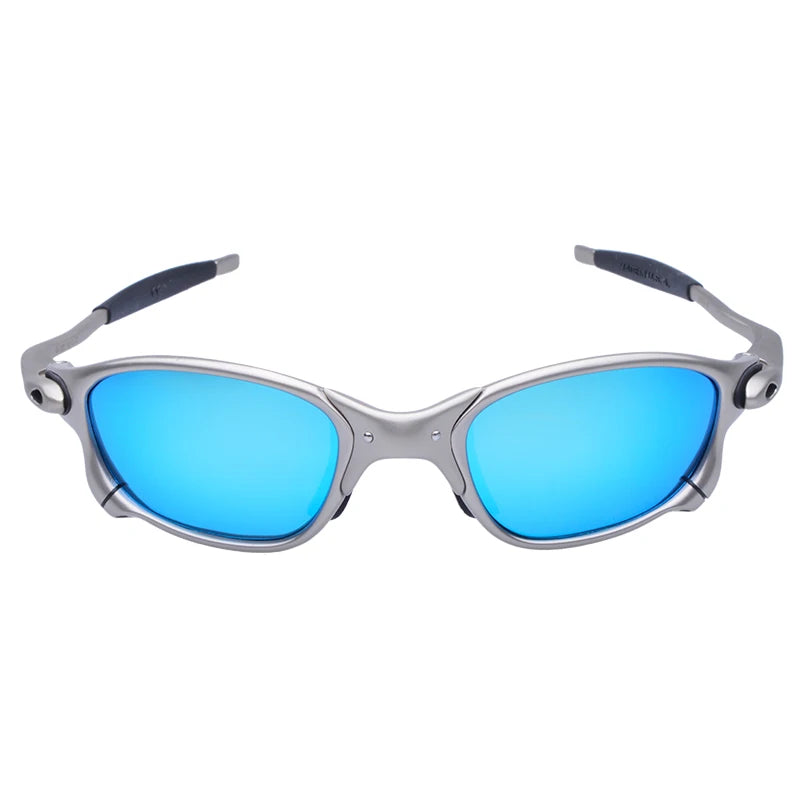 Polarized UV400 Road Bike Cycling Sunglasses – Silver Metal Frame Fishing Riding Eyewear