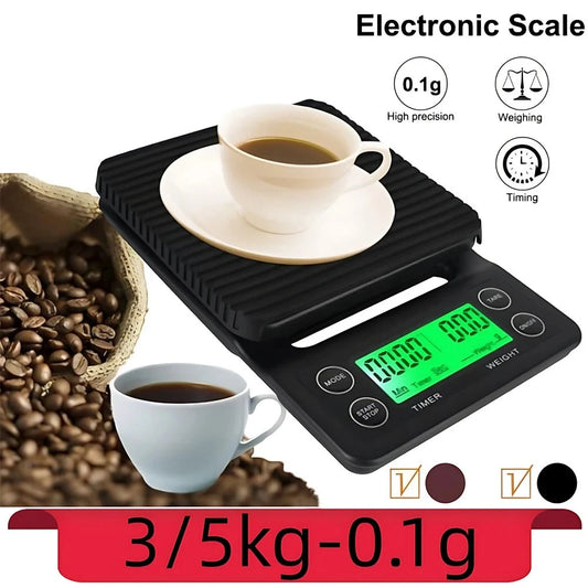 5KG/3KG/0.1g Scale with Timer Portable Electronic Digital Kitchen Scale High Precision LCD Drip Coffee Electronic Scales