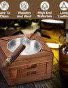 Cigar Ashtray Wooden Ashtray Square Ashtray 4 Slots Cigar Holder Cigar Accessories Drawer for Indoor Outdoor Patio Home Office