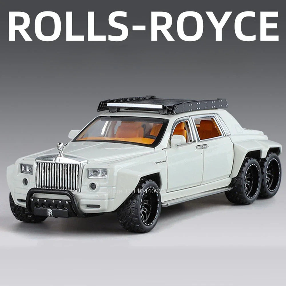 1:32 Scale Rolls-Royce Phantom 6x6 Wraith Car Model Toy Diecast Metal Alloy Off-Road Vehicle Models Sound Light Gifts