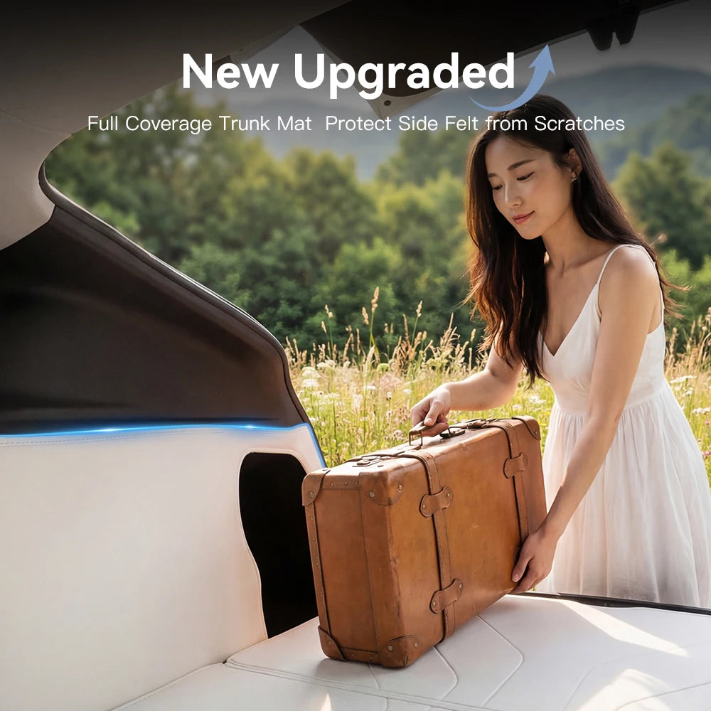 Custom Nappa Leather Trunk Mat Set for Tesla Model Y Juniper 2025 2026 Full Coverage Cargo Liner 7 Piece