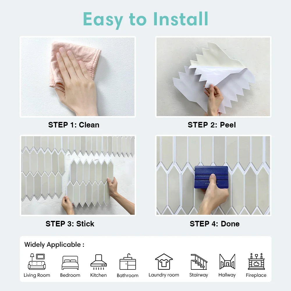 10pcs  3D Decorative Tile Stickers, Self-adhesive Cream Hexagon Wall Stickers, Water and Mold Resistant, Easy to DIY, 30cm x 30cm
