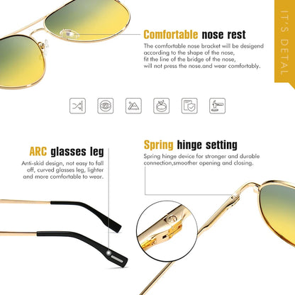 Pilot Sunglasses For Men Polarized Day Night  Vision Driving Sun Glasses Women Anti-Glare