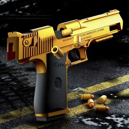 Automatic Desert Eagle Toy Gun Mechanical Continuous Firing Shell Ejection Airsoft Pistol Soft Bullet Toy