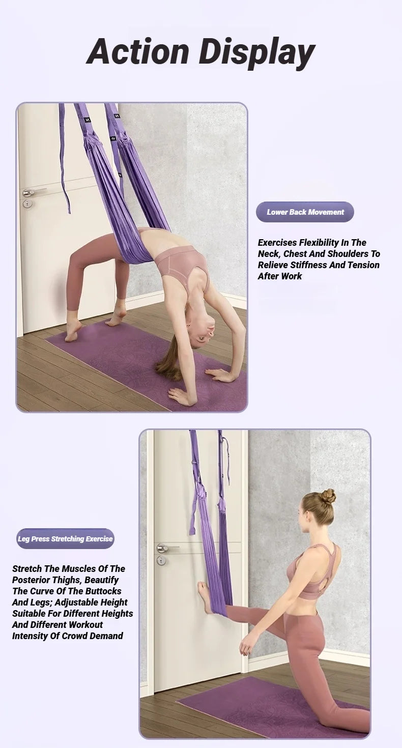 Adjustable Aerial Yoga Strap Pull Rope Women Hammock Stretch Leg Splits Trainer Female Gym Belt Swing Stretching Fitness
