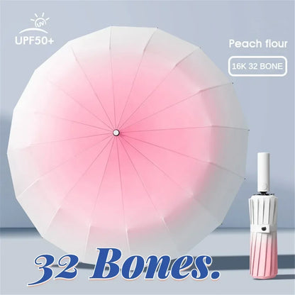 32 Bone Automatic Umbrella Gradient Color 3 Fold Windproof Waterproof Sunshade Sun UV Protection Umbrellas