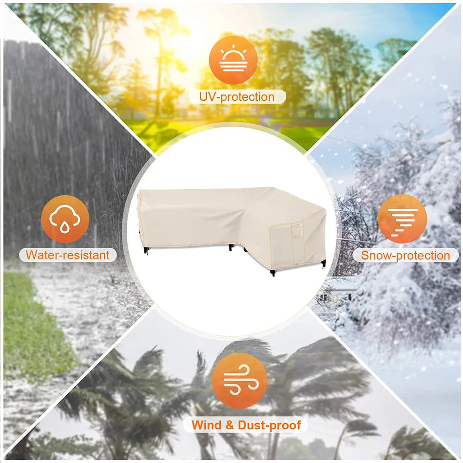 L Shape Corner Outdoor Sofa Cover Waterproof Rattan Corner Furniture Cover V Shape Sofa Table Chair Protective Dust Covers