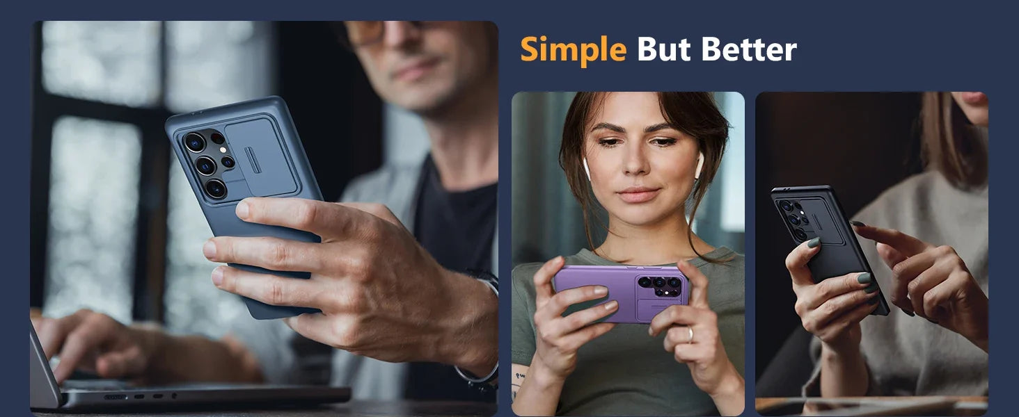 For Samsung Galaxy S24 Ultra Case with Camera Cover Screen Protector Military Drop Protection Shockproof Slim Matte Phone Case