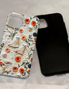 Cute Cartoon Embroidery Effect Ghost Flower Phone Case For iPhone 16 15 Pro Max Plus Double-deck Cover Protection Funda