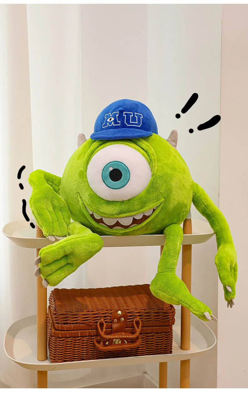 Kawaii Mike Plush Toy Big Eye Monster with Hat Cute Stuffed Doll for Kids Birthday Xmas Gift Soft Pillow Toy for Boys and Girls