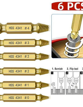 4/5/6PCS Damaged Screw Extractor Drill Set Titanium Double Side Stripped Broken Screw for Woodworking Bolt Easily Remover Tools