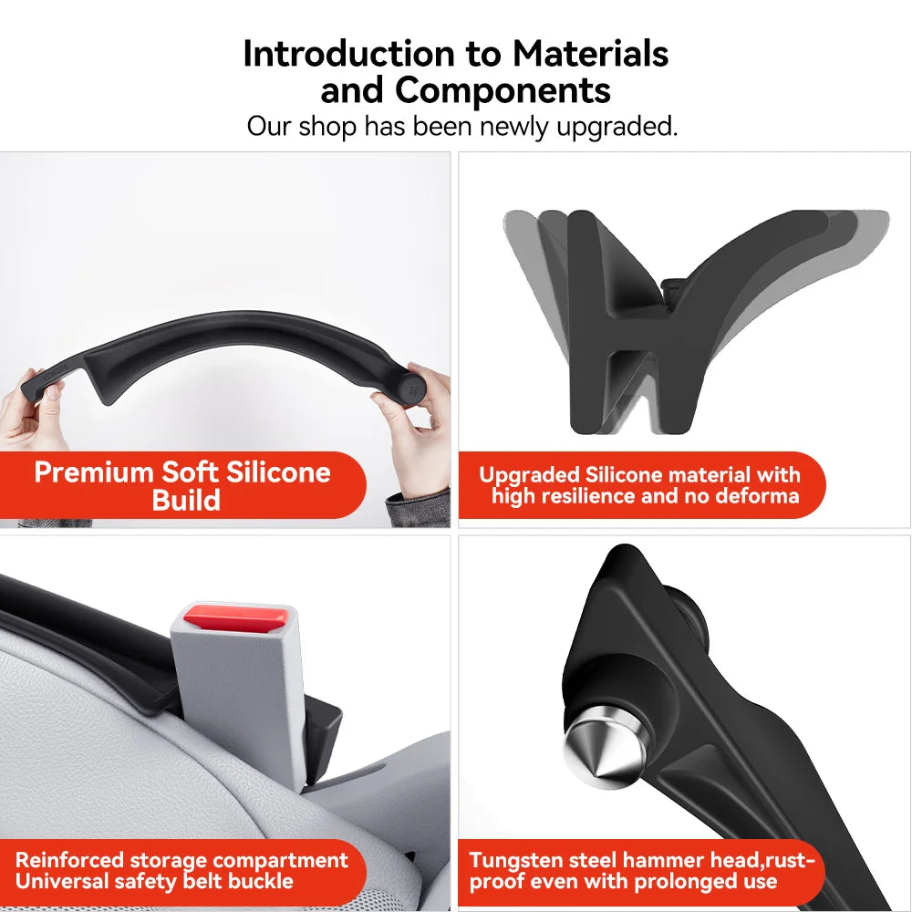 Car Seat Gap Filler with Emergency Safety Hammer for Tesla and All Vehicles