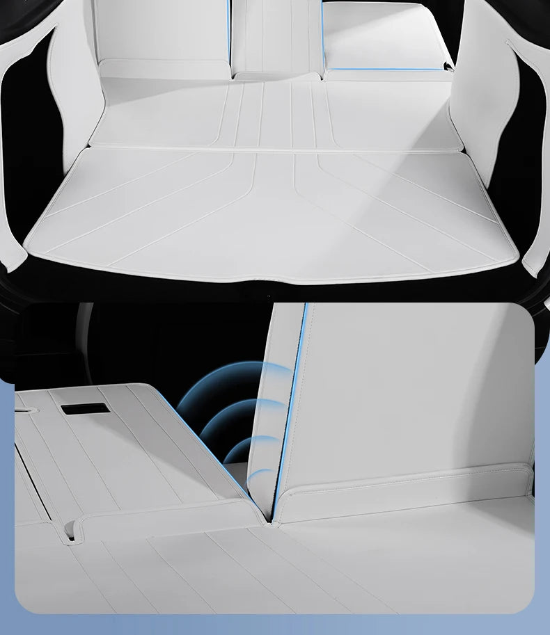 Custom Nappa Leather Trunk Mat Set for Tesla Model Y Juniper 2025 2026 Full Coverage Cargo Liner 7 Piece