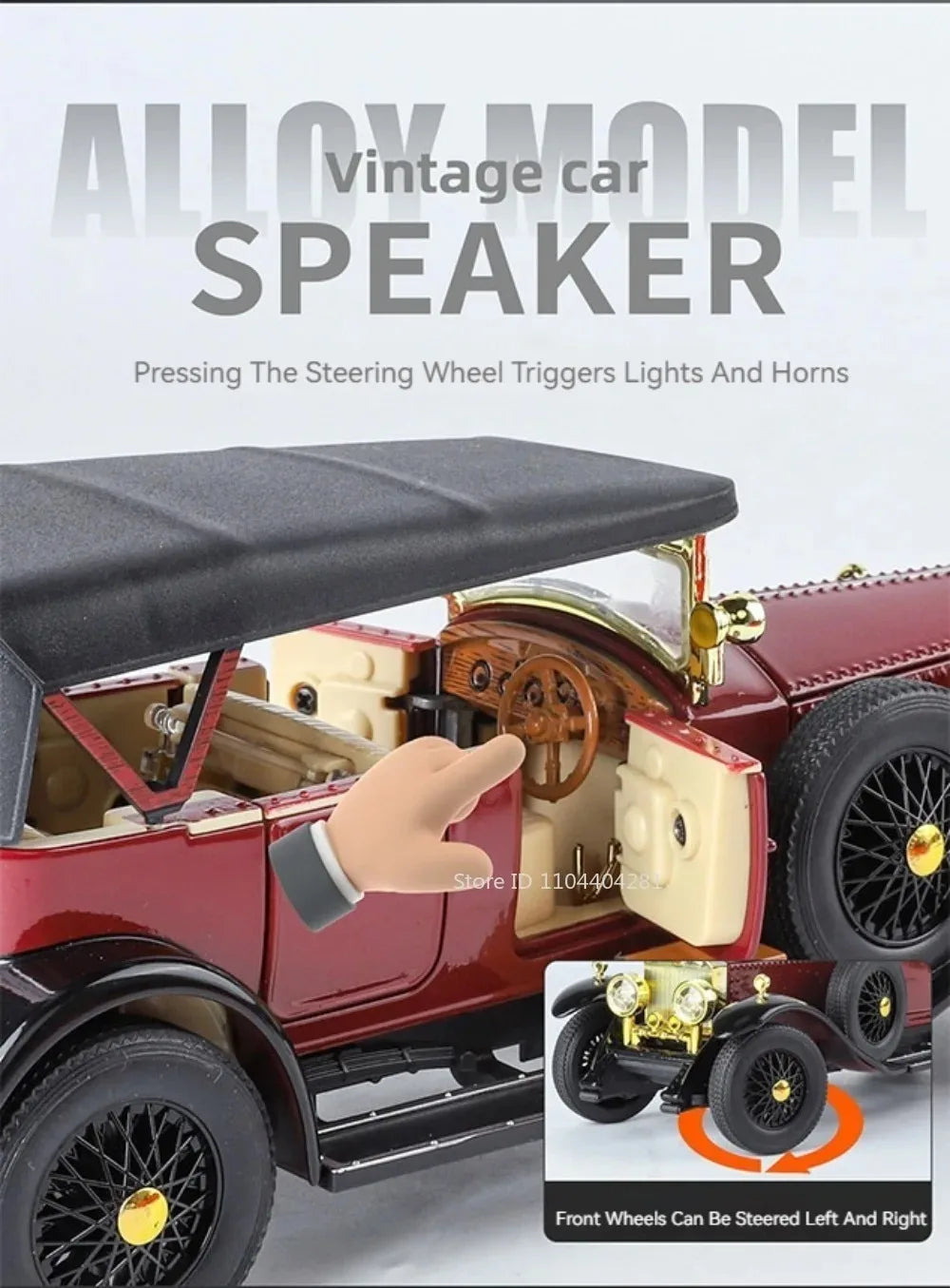 1:24 Phantom 300SL Alloy Diecast Vintage Car Miniature Model Toys Sound Light Pull Back Doors Opened Ornament s Festival Gift