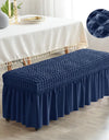 Stretch Long Bench Cover with Skirt Seersucker Ottoman Covers Elastic Piano Stool Protector Bedroom Bedside Footrest Slipcovers