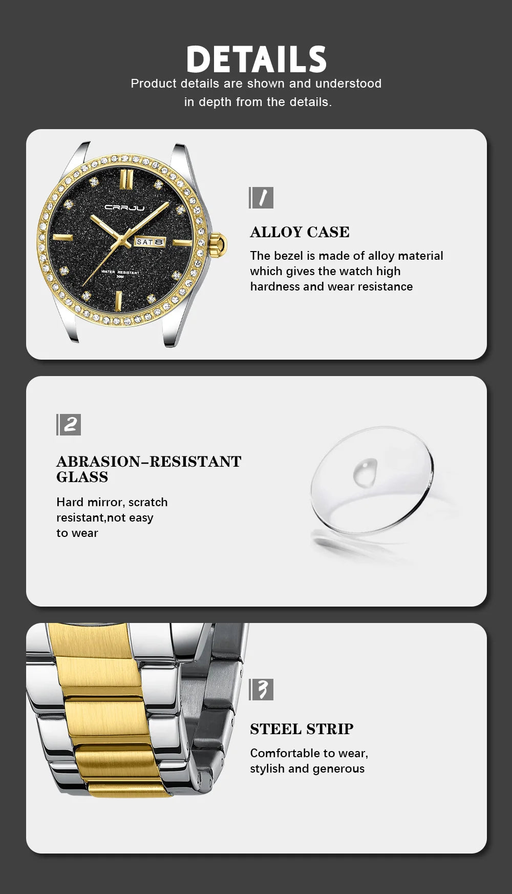 New Luxury Rhinestones Dial Watches with Stainless Steel Band Wristwatch with Auto Date and Luminous Relogio Masculino