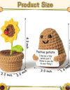4 Pcs Positive Energy Cucumber with Sunflower Pot Kit Home Room Decor Funny Handmade Knitted Potatoes Wool Doll Christmas Gifts